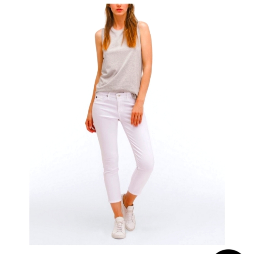 AG Adriano Goldschmed stilt crop cigarette jeans white size 8